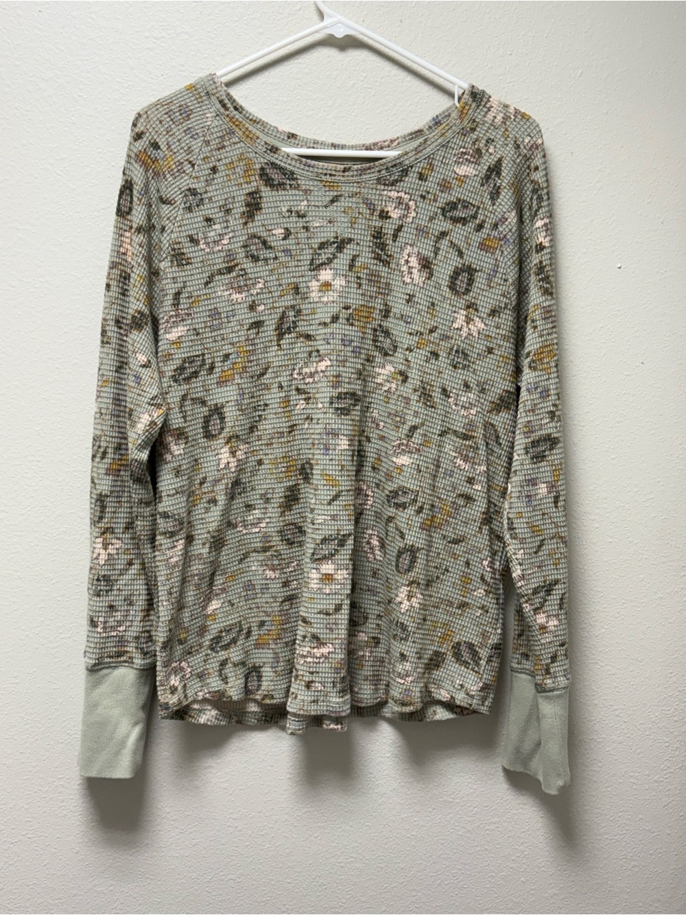Knox Rose Womens 2XL Gray Floral Knit Long Sleeve Round Neck Pullover Top
